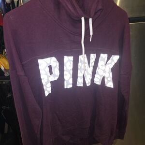 Victoria's Secret PINK Burgundy Cowl Neck Hoodie